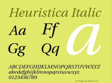 Heuristica Italic Version 1.0.2 Font Sample