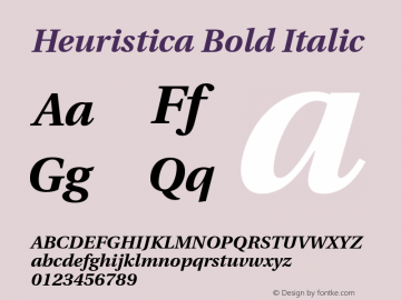 Heuristica Bold Italic Version 1.0.2 Font Sample