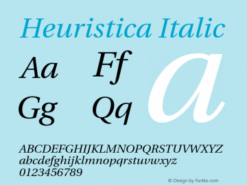 Heuristica Italic Version 1.0.2 Font Sample