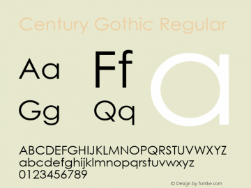 Century Gothic Regular 9.0d5e1 Font Sample