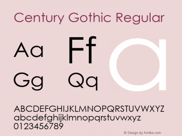Century Gothic Regular Version 2.35 Font Sample