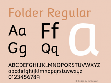 Folder Regular Version 1.000 2005 initial release Font Sample