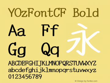 YOzFontCF Bold Version 12.18 Font Sample