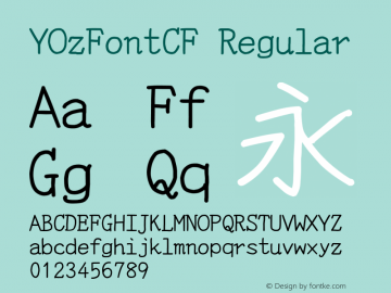 YOzFontCF Regular Version 12.18 Font Sample