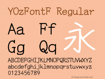 YOzFontF Regular Version 12.12 Font Sample