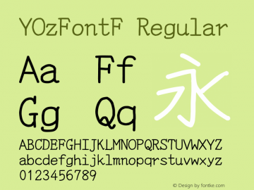 YOzFontF Regular Version 12.14 Font Sample