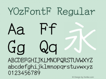 YOzFontF Regular Version 12.18 Font Sample