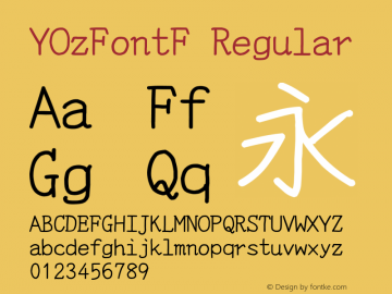 YOzFontF Regular Version 12.18 Font Sample