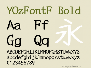 YOzFontF Bold Version 12.18 Font Sample