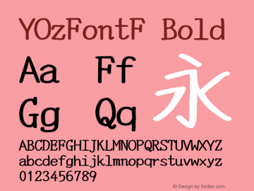 YOzFontF Bold Version 13.0 Font Sample