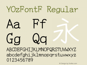 YOzFontF Regular Version 13.00 Font Sample