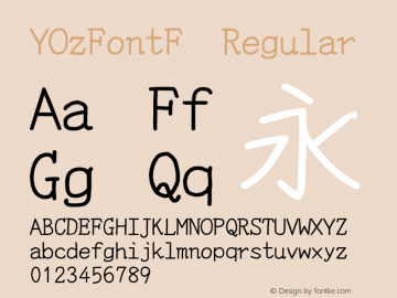 YOzFontF Regular Version 13.04 Font Sample