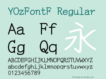 YOzFontF Regular Version 13.16 Font Sample