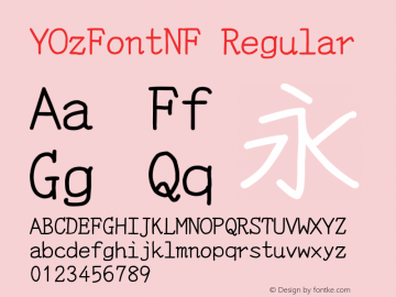 YOzFontNF Regular Version 12.12 Font Sample