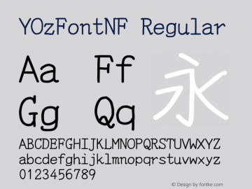 YOzFontNF Regular Version 12.18 Font Sample
