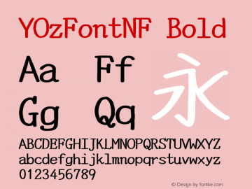 YOzFontNF Bold Version 12.18 Font Sample