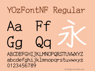 YOzFontNF Regular Version 13.0 Font Sample