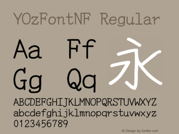 YOzFontNF Regular Version 13.00 Font Sample