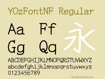 YOzFontNF Regular Version 13.03 Font Sample
