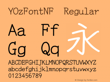 YOzFontNF Regular Version 13.04 Font Sample