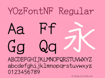 YOzFontNF Regular Version 13.16 Font Sample
