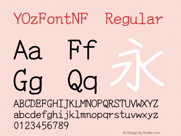 YOzFontNF Regular Version 13.08 Font Sample