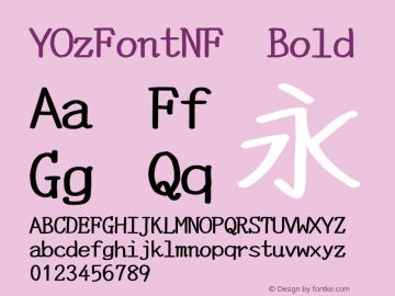 YOzFontNF Bold Version 13.08 Font Sample