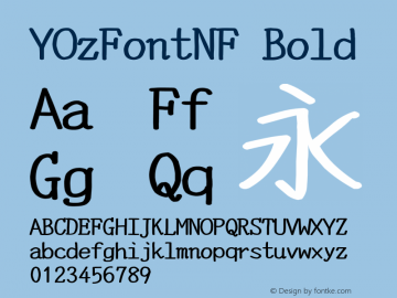 YOzFontNF Bold Version 13.08 Font Sample