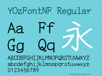 YOzFontNF Regular Version 13.08 Font Sample