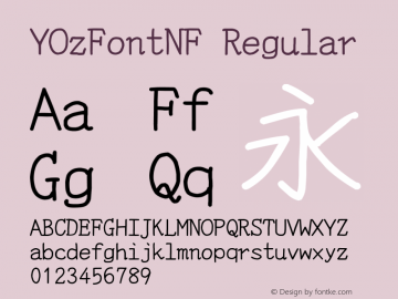 YOzFontNF Regular Version 13.10 Font Sample