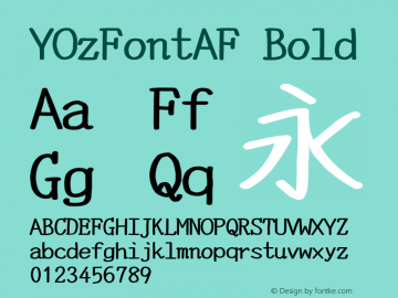 YOzFontAF Bold Version 12.12 Font Sample