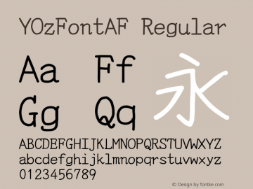 YOzFontAF Regular Version 12.12 Font Sample