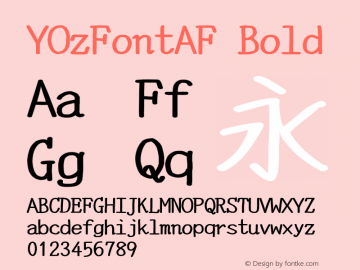 YOzFontAF Bold Version 12.18图片样张