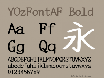 YOzFontAF Bold Version 13.10 Font Sample