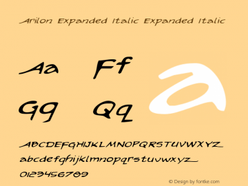 Arilon Expanded Italic Expanded Italic Version 1.0; 2008; initial release Font Sample
