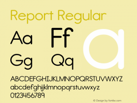 Report Regular Version 1.000 2005 initial release Font Sample