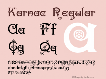 Karnac Regular 2003 1.1 (Digitized by Robert Moore) Font Sample