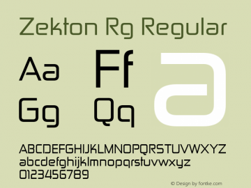 Zekton Rg Regular Version 4.000 Font Sample