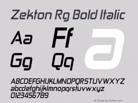 Zekton Rg Bold Italic Version 3.000 Font Sample