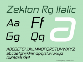 Zekton Rg Italic Version 4.001 Font Sample