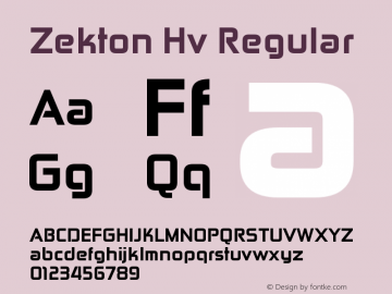 Zekton Hv Regular Version 4.001 Font Sample