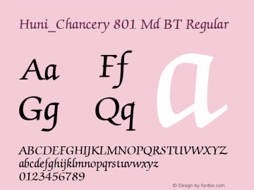 Huni_Chancery 801 Md BT Regular 1.0, Rev. 1.65  1997.06.04 Font Sample