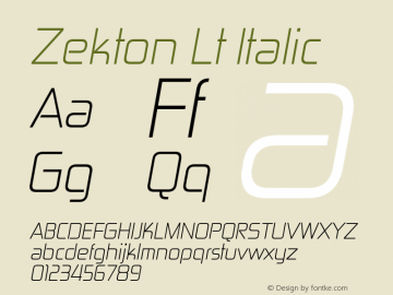 Zekton Lt Italic Version 3.000图片样张
