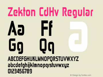 Zekton CdHv Regular Version 3.000 Font Sample