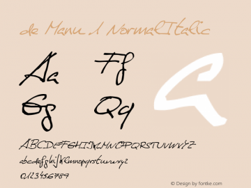 de Manu 1 NormalItalic Macromedia Fontographer 4.1 12/03/2008 Font Sample