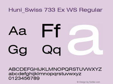 Huni_Swiss 733 Ex WS Regular 1.0, Rev. 1.65  1997.06.10 Font Sample