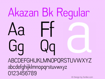 Akazan Bk Regular Version 1.000 Font Sample