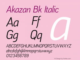 Akazan Bk Italic Version 1.000 Font Sample