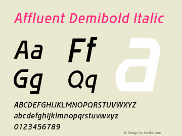 Affluent Demibold Italic Version 1.100 2004 Font Sample