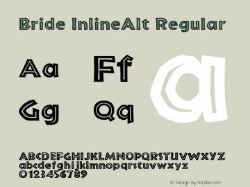 Bride InlineAlt Regular Macromedia Fontographer 4.1.3 8/25/02 Font Sample